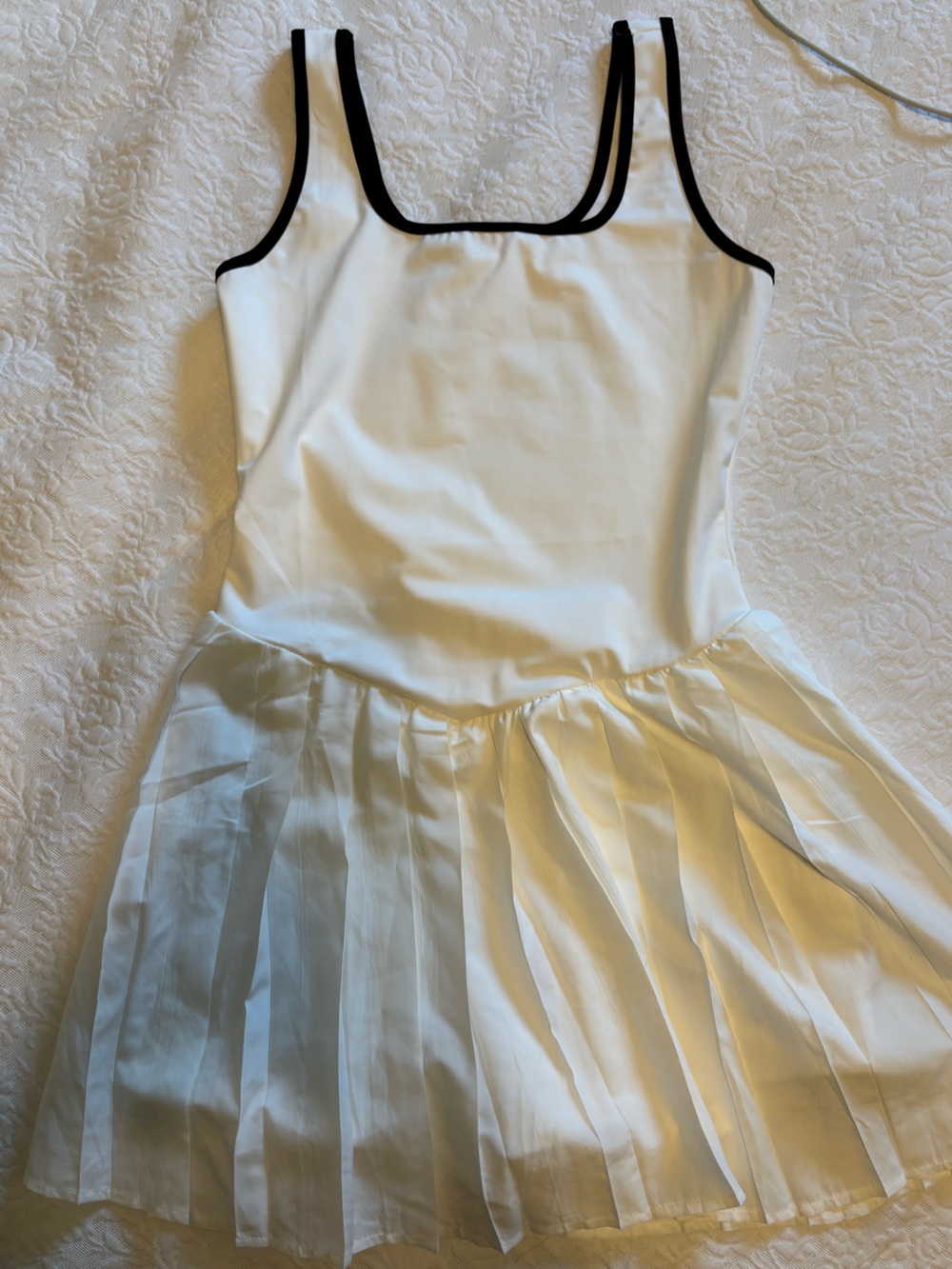 White Tank Tennis Dress with Black Trim